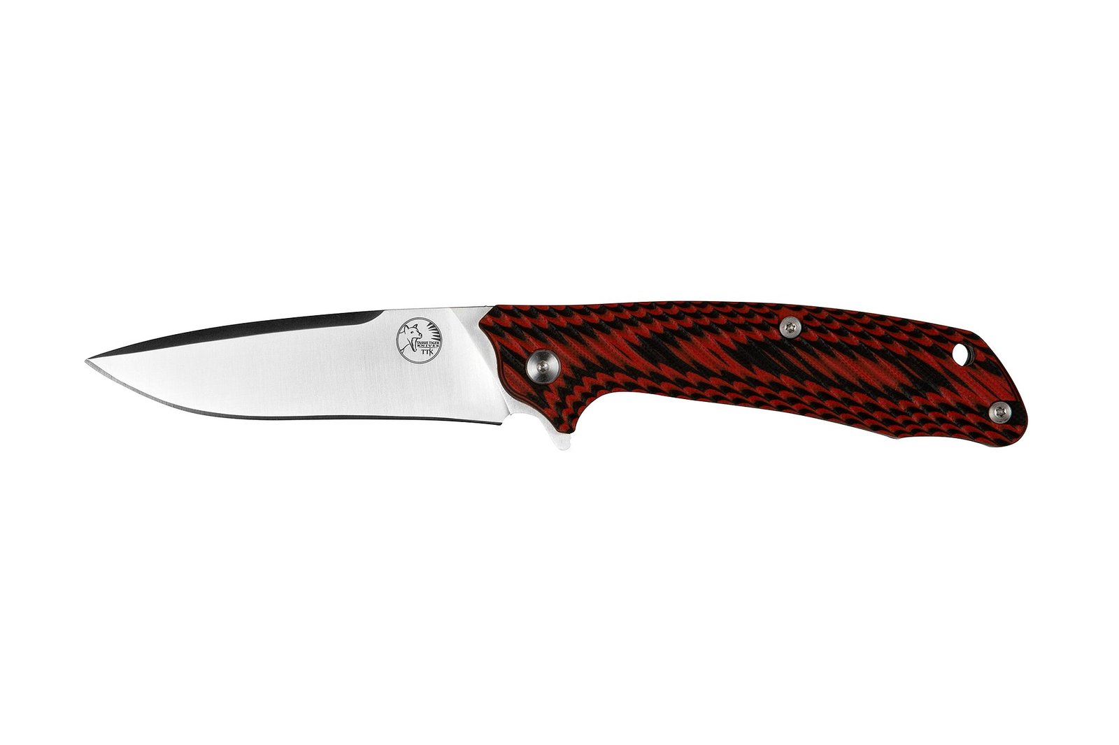 Folding Pocket Knife with Red & Black G10 Handle, 89mm D2 Blade