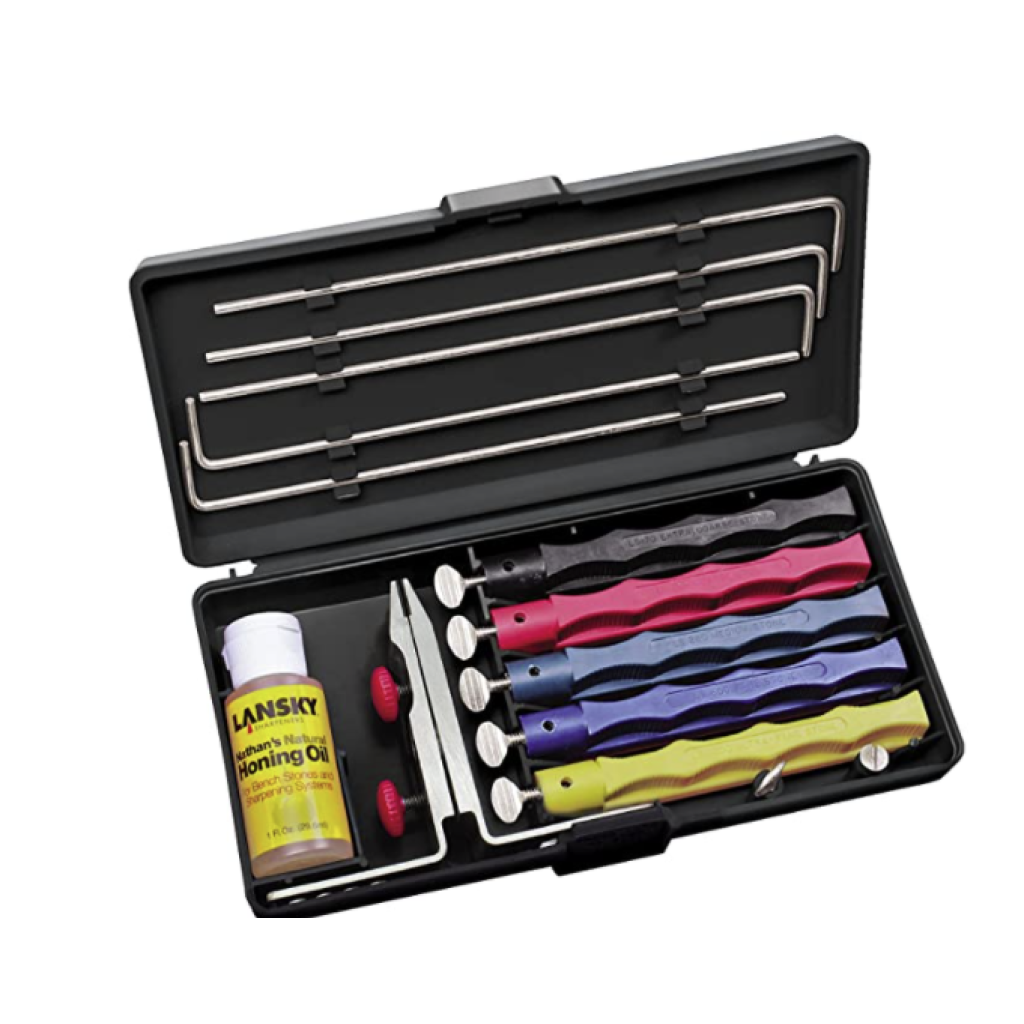 Lansky Deluxe Knife Sharpening System 5 Hones + universal Mount