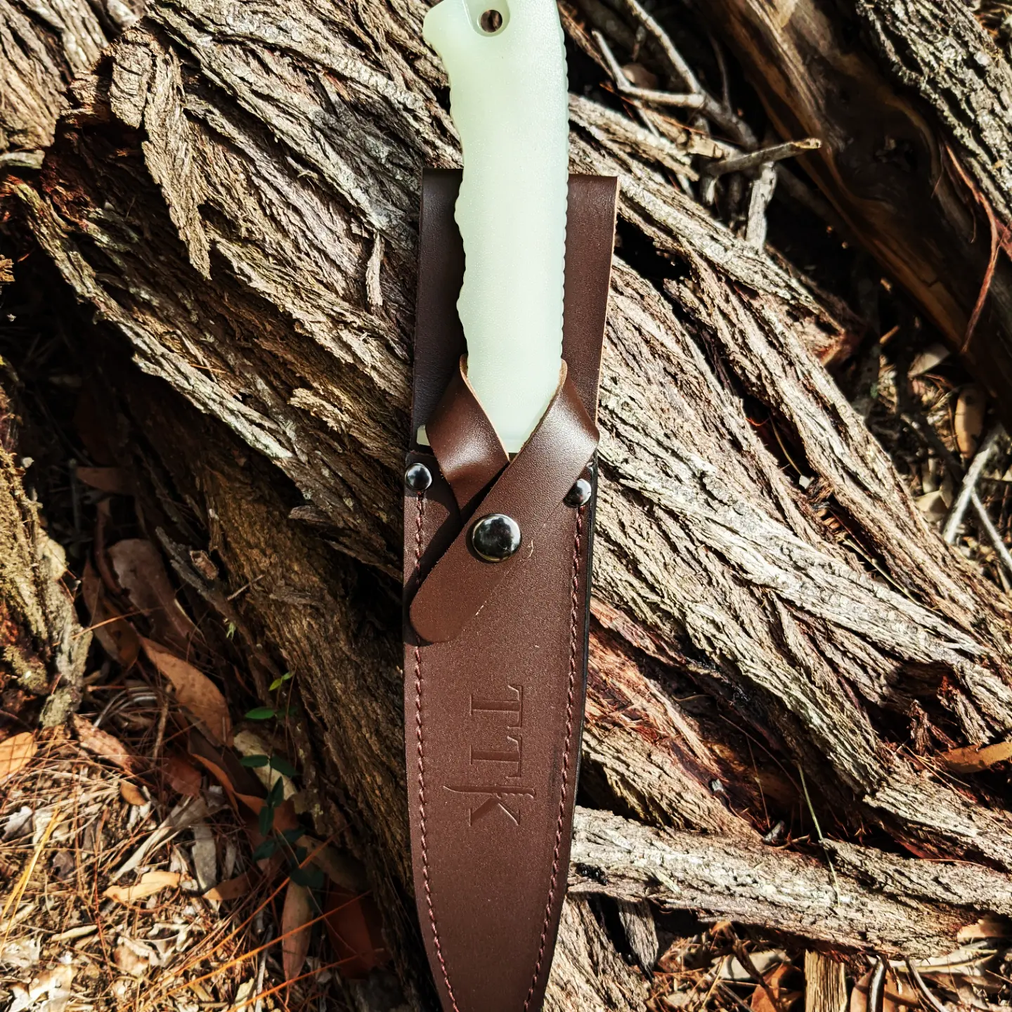 Pig Sticker Hunting Knife Glow Handle + Leather Sheath