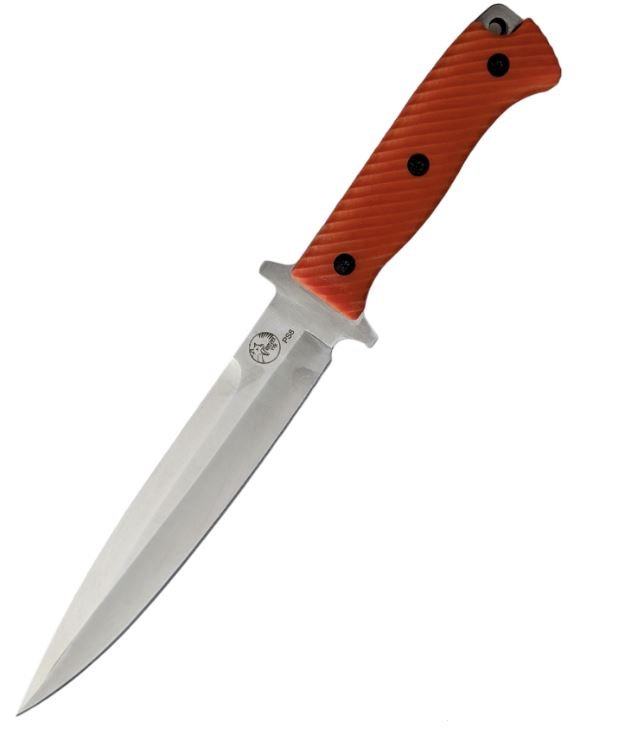 Quality Pig Hunting Knife & Leather Sheath –  Orange Handle