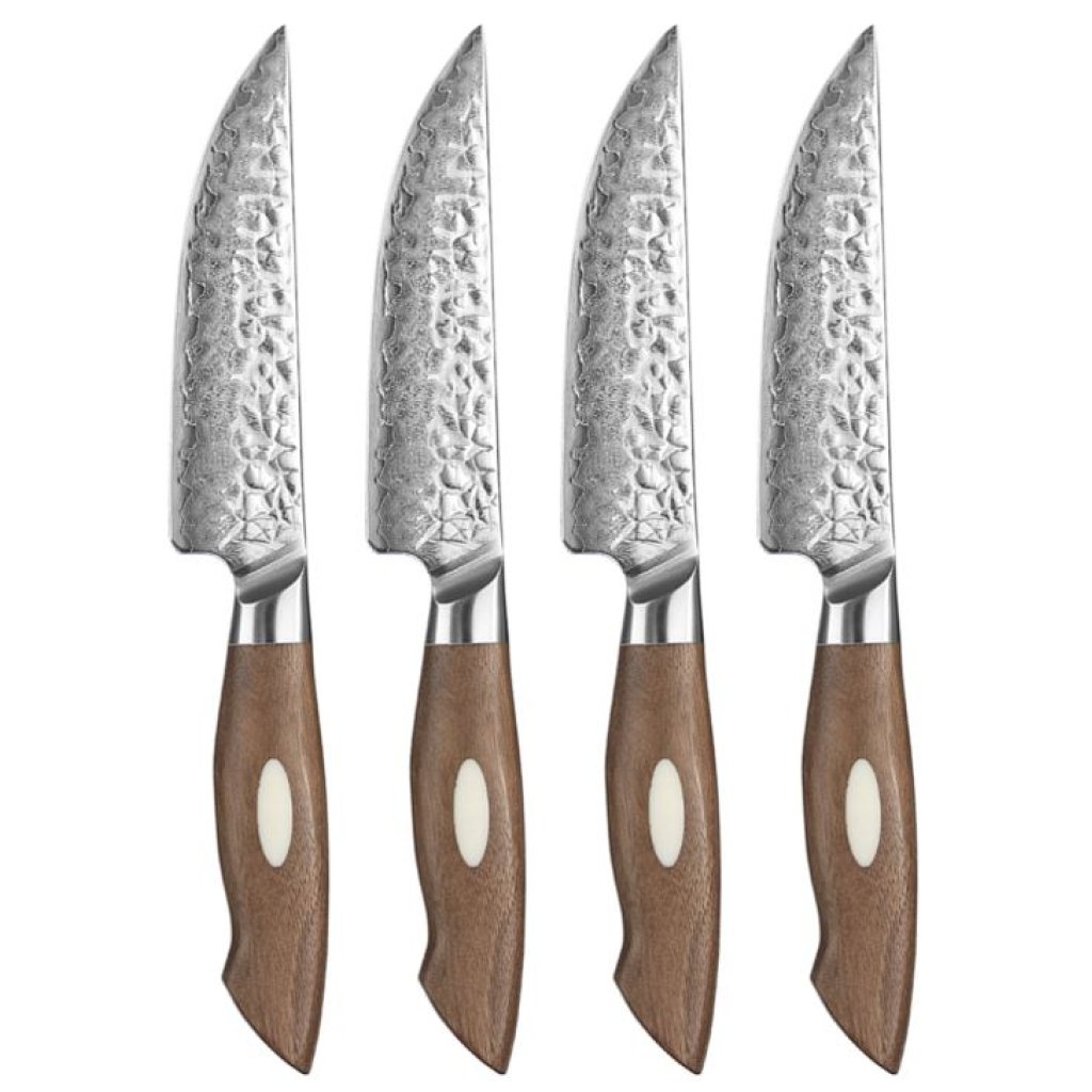 4 Pce Tassie Tiger Knives Damascus Steak knife