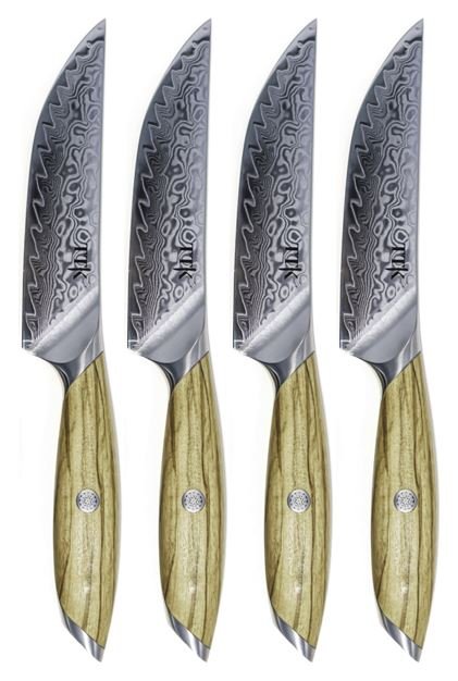 4 PceTassie Tiger Steak Knife Olive Wood 4 Pce