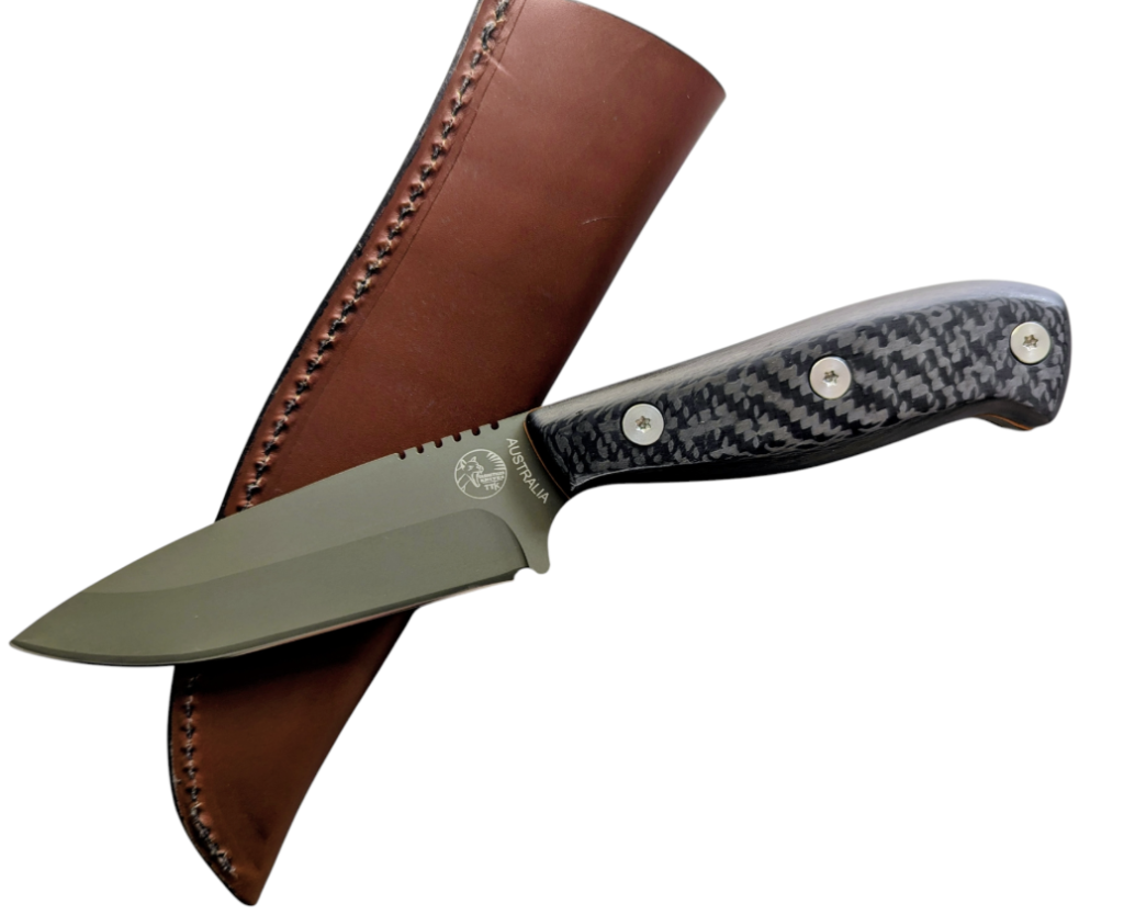 Australian Made Bushcraft Fixed Blade Knife Carbon Fiber Scales