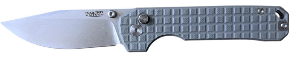 EDC Folding Pocket Knife Drop Point VG10 Button Lock – Gray Scales