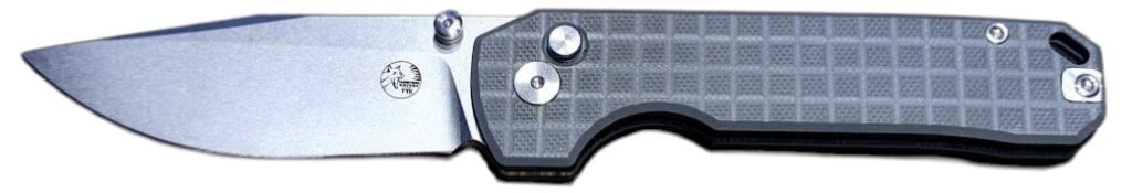 EDC Folding Pocket Knife Drop Point VG10 Button Lock – Gray Scales