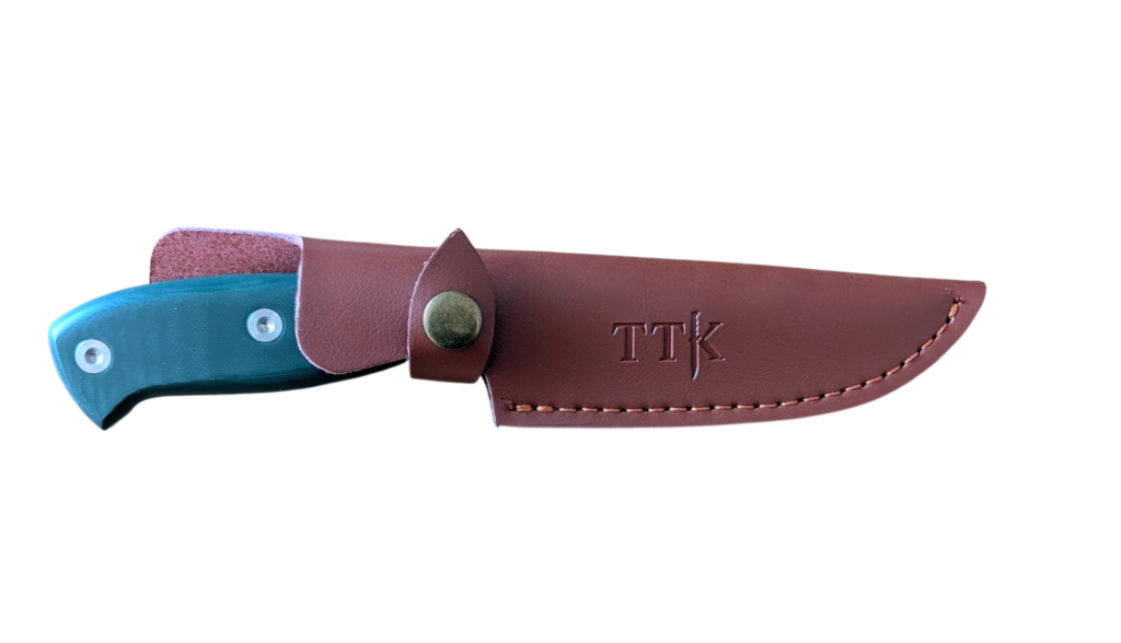 Hunting knife in leather sheath